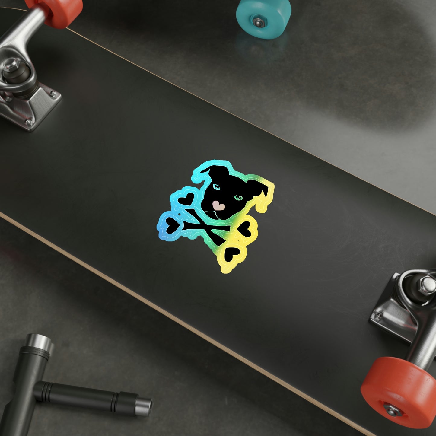Cross Love Bone Holo Sticker