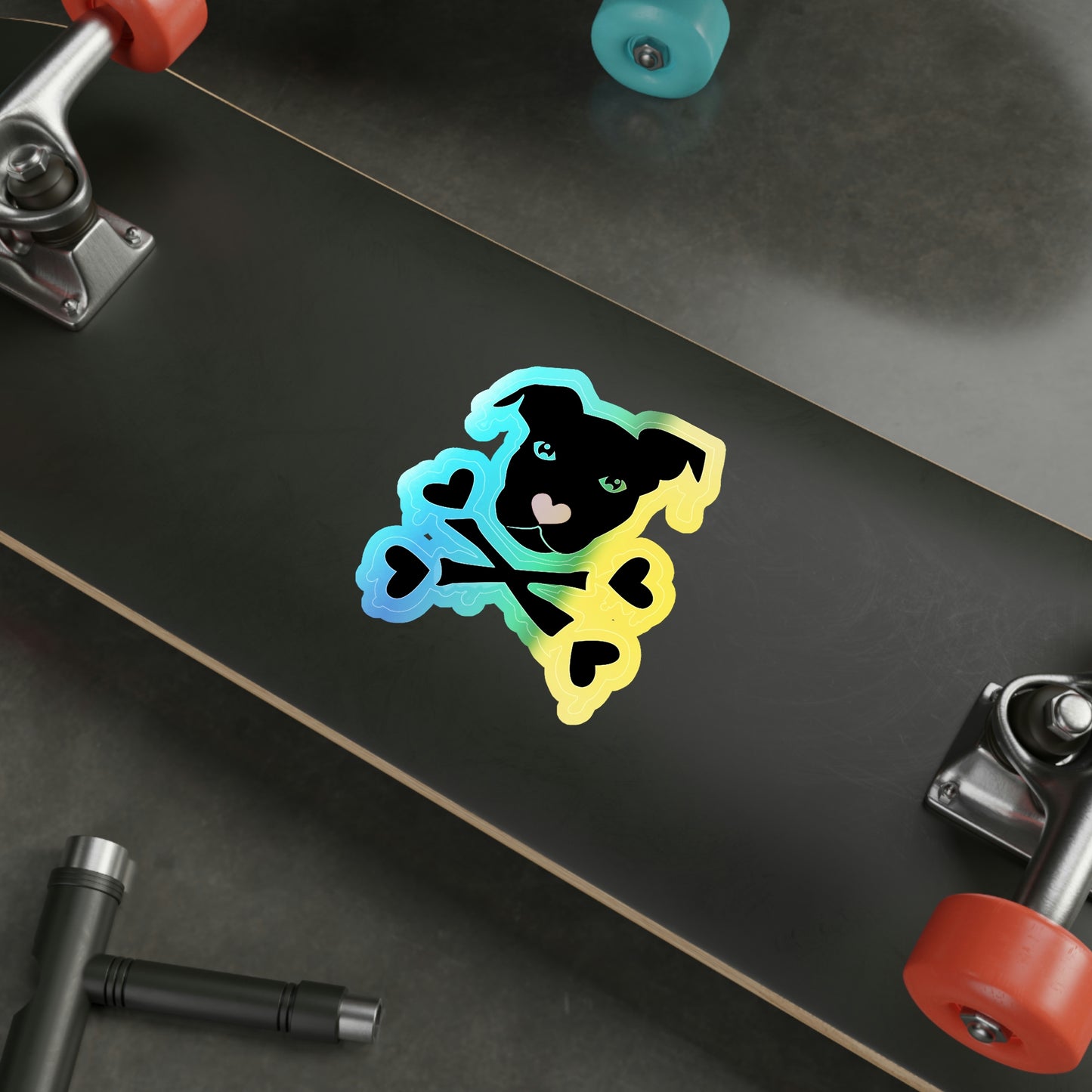 Cross Love Bone Holo Sticker