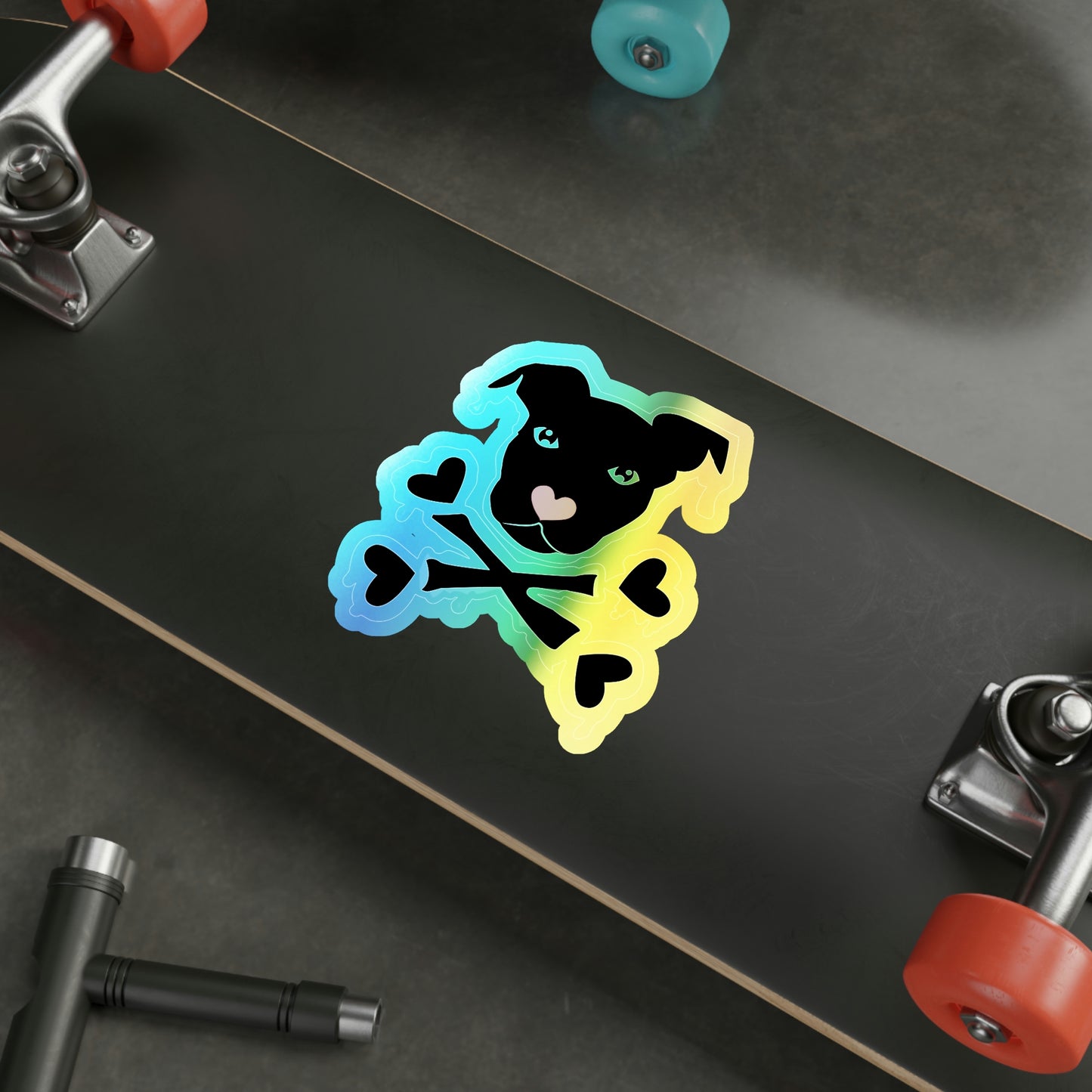 Cross Love Bone Holo Sticker